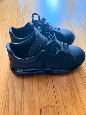 Alexander McQueen Black Leather Oversized Platform Sneakers